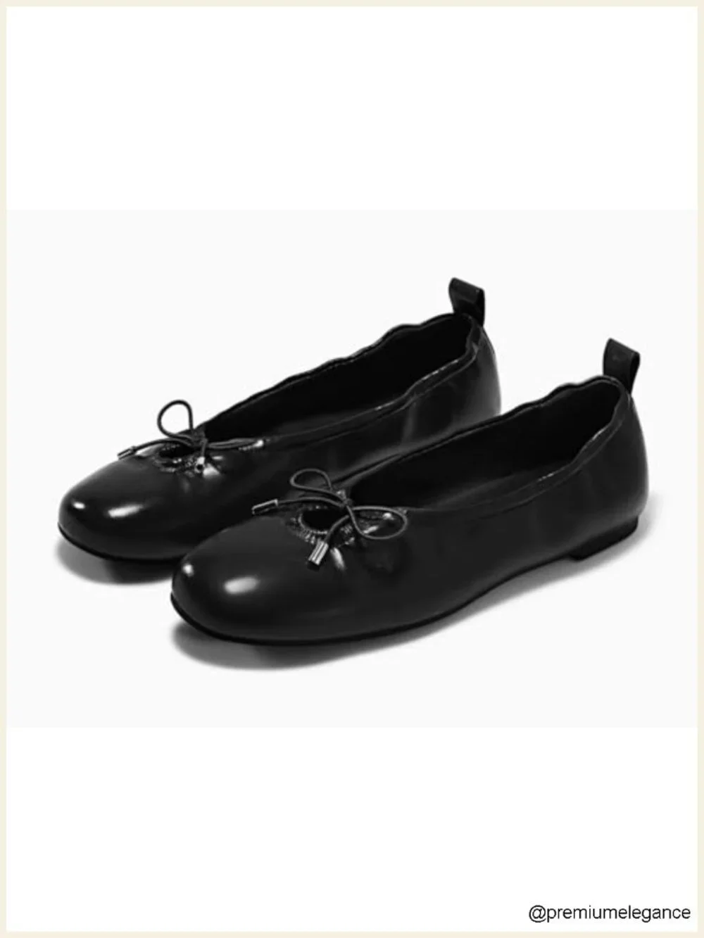 Faux Leather Ballet Flats with Bow Slip On Comfortable Dressy Shoes